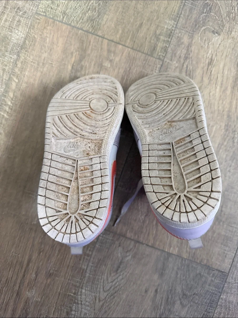 Jordan Kids White & Lavender High-Top Sneakers with Iridescent Swoosh